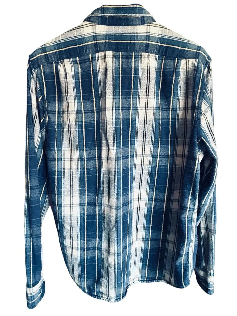 J. Crew Men's Blue and White Plaid Button-Down Shirt